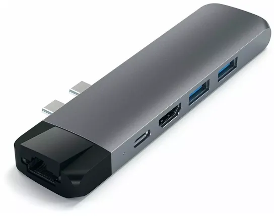 USB-концентратор Satechi Type-C Pro Hub Adapter with Ethernet (ST-TCPHE), разъемов: 3, space gray