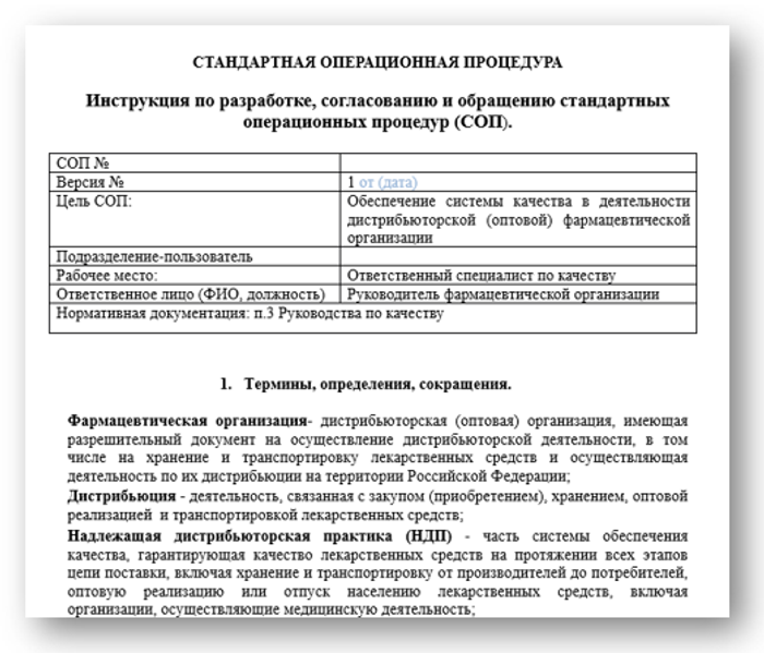 СОП Инструкция по разработке СОП