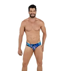 Мужские плавки темно-синие с принтом Clever Moda OCEAN SWIMSUIT 106108