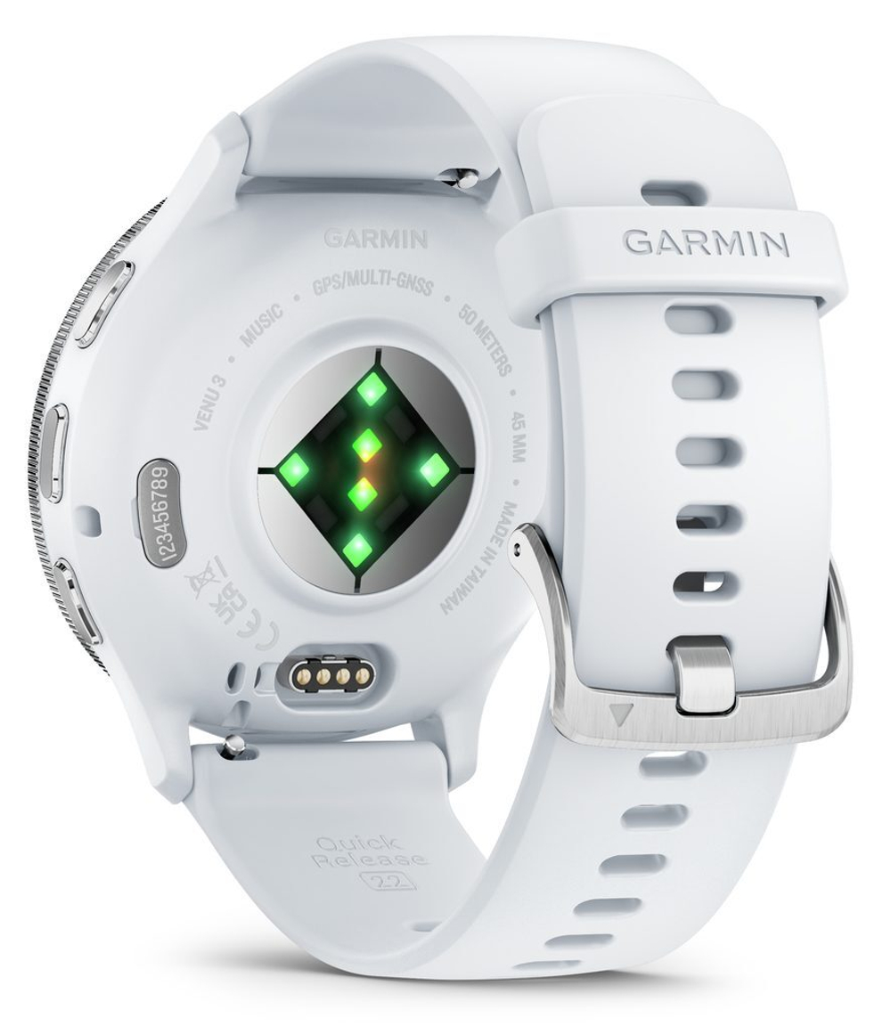 Часы Garmin Venu 3 Silver c белым силиконовым ремешком,  010-02784-00