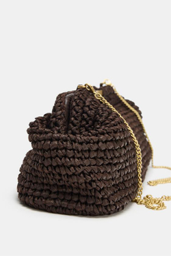 ZARA КЛАТЧ С ПЛЕТЕНЫМ КОРПУСОМ, КОРИЧНЕВЫЙ