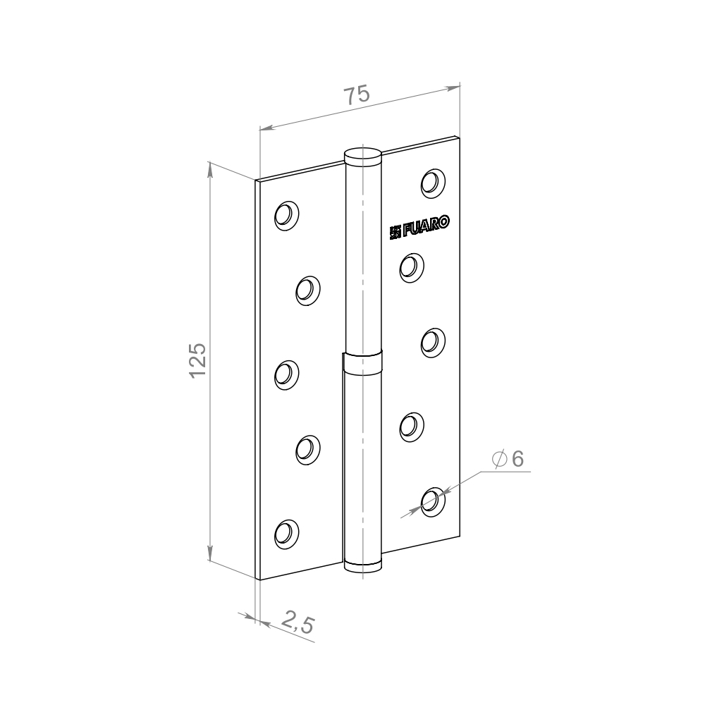 Петля съемная IN5430SL SN левая (413-5 125x75x2,5) мат. никель
