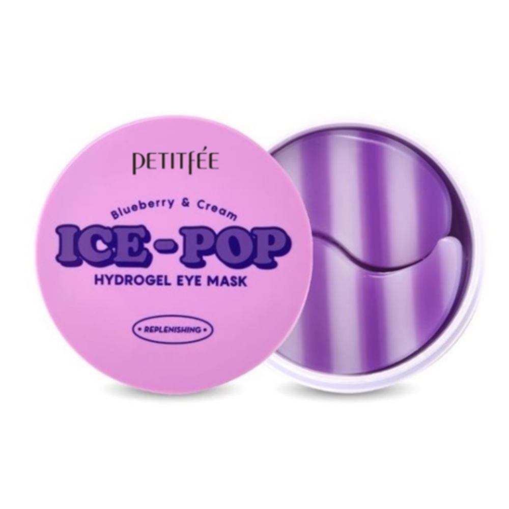 Petitfee Патчи для глаз с голубикой и сливками - Blueberry&amp;cream ice-pop hydro gel eye mask, 60шт