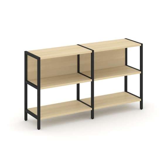 Shelf System Двухсекционный стеллаж двухярусный SN.STM-221 Акация Лорка/Металл Черный 1590*400*879