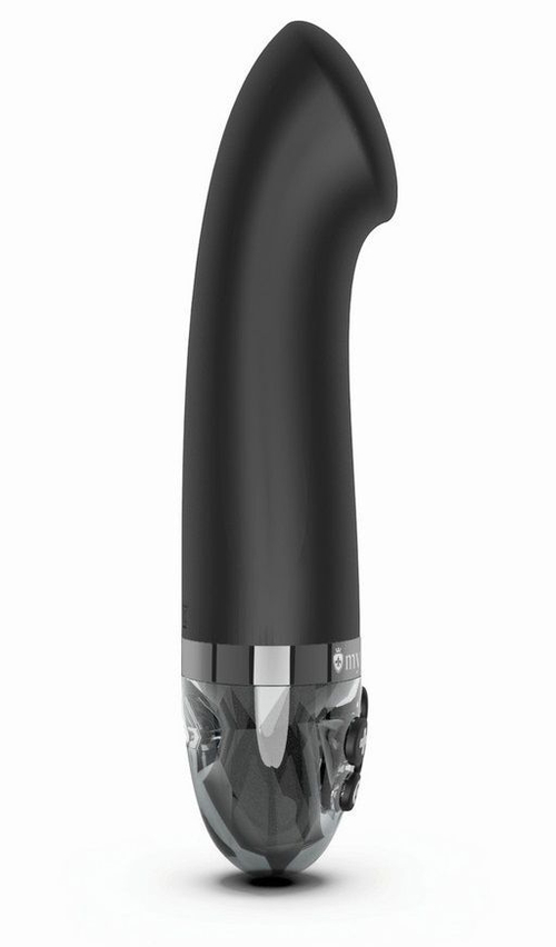 Черный вибратор с функцией электростимуляции Right on Ron - 17 см.