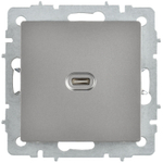 BRITE Розетка USB C 65Вт высокоскоростная зарядка РЮ12-1-БрС сталь IEK