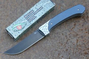 Складной нож Reptilian Пчак-1 Yellow c клинком из стали D2, рукоять карбон