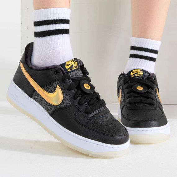 Nike Air FORCE 1 Детские Скейтбординги Низкие Кроссовки Черные Унисекс