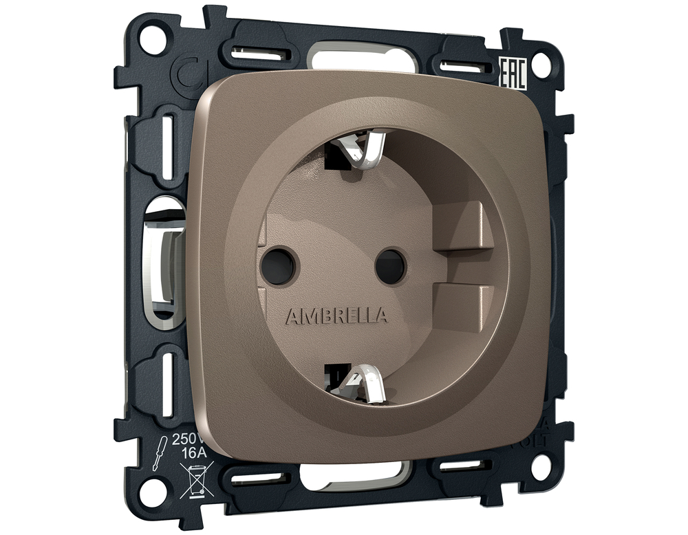 MO637010 Комплект механизма электрической розетки OMEGA Темная бронза матовый с/з с шторками QUANT (OP6370, VM141)