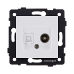 Розетка двойная TV (мама) + RJ45 Cat.6, белый матовый Kollinger REA-021WM для Aspekt, Eleganz, Reflex