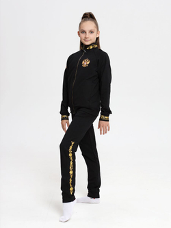 Спортивный костюм черный с золотом для девочки
