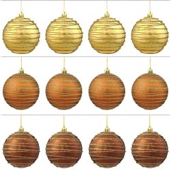 GAEM Набор из 12шт, Украшение новогоднее Шар "Спираль золотистая", D8 см, L35 W28 H21 см