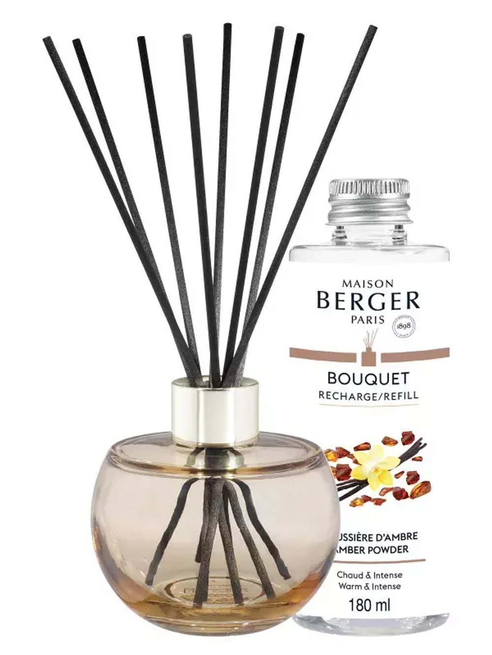 Maison Berger Paris - Набор палочек Holly Nude + ароматическое масло амбры 180мл / артикул   7487  / GTIN 3127290074874