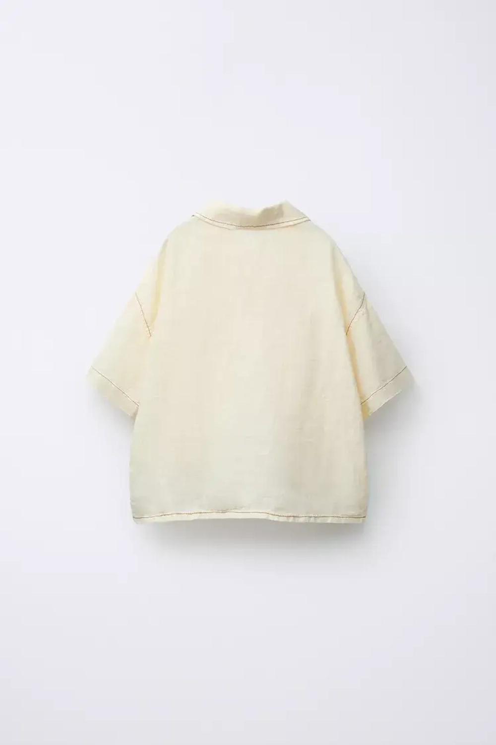 ZARA РУБАШКА ИЗ 100% ЛЬНА С КОНТРАСТНОЙ ОТДЕЛКОЙ, ЦВЕТ СЛИВОЧНОГО МАСЛА
