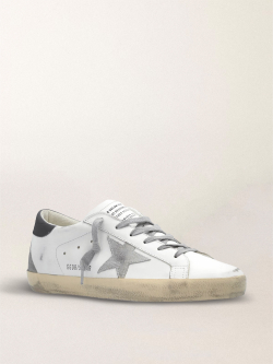 Men's Super Star with grey heel tab and metal stud lettering