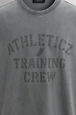 ZARA ХЛОПКОВАЯ ФУТБОЛКА, АНТРАЦИТОВО-СЕРЫЙ