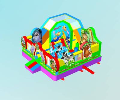 Коммерческий надувной батут "Царство зверей 3", 5x5x2.8 м