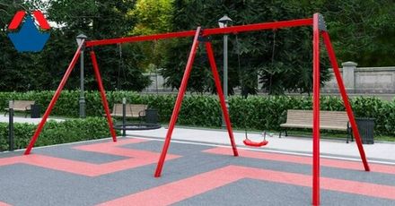 Качели двойные для дачи и улицы, стальная рама с бетонированием Гнездо + Лодочка