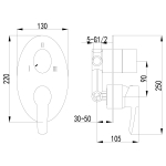 LM3228C Смеситель для ванны и душа встраиваемый с 3х-функц. дивертором, без аксессуаров (к/к 6)