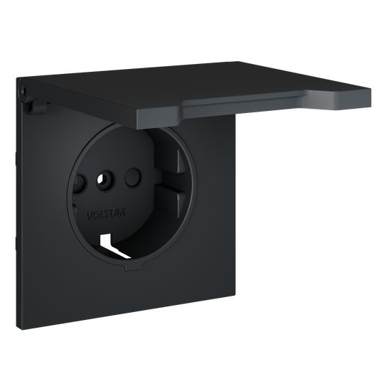 Накладка для розетки с заземлением, защитными шторками и крышкой, S70 (графит)