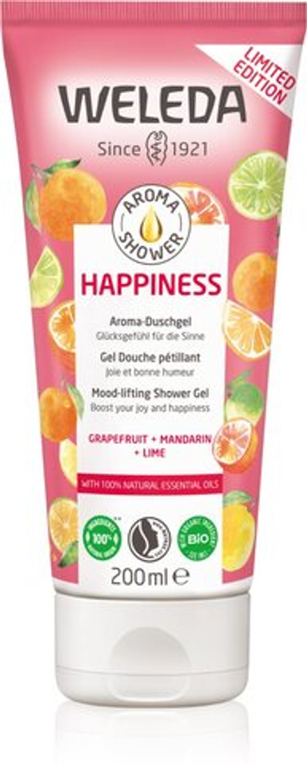 Weleda Aroma Shower Happiness - бодрящий гель для душа /   200  ml  / GTIN 7611916161759