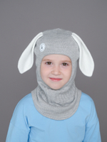 Шлем весенний/осенний вязаный (Жемчужно-серый) БАННИ