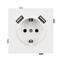 Механизм розетки с USB зарядкой SCT-TENDO-MUAA-SFPL-WH (230V, 16A) (Arlight, Матовый белый) 054606