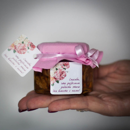 Бонбоньерка с медом и орехами на свадьбу, 140 грамм