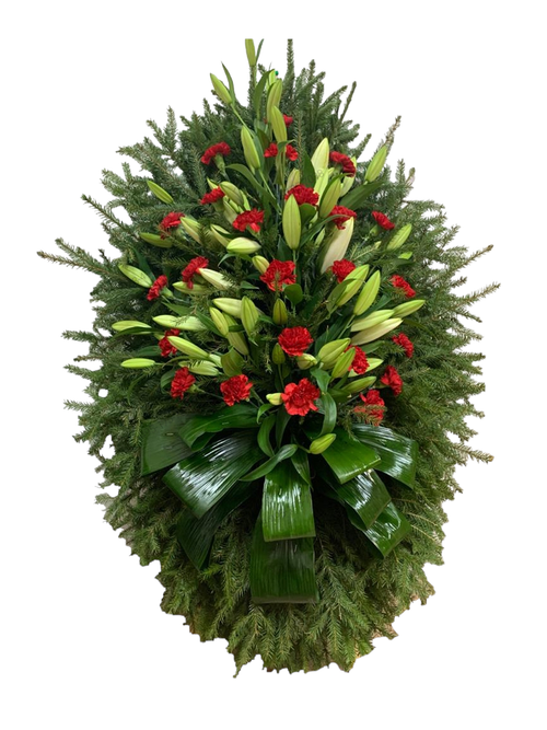 Похоронный венок из живых цветов №32 (150 см)