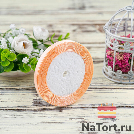 Лента атласная 6 мм (23 метра, цвет №7  персиковый)