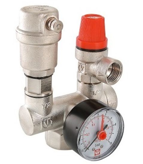 Группа безопасности котла Valtec VT.460.0.0 (1", 10 бар, до 44 кВт, манометр до 10 бар)