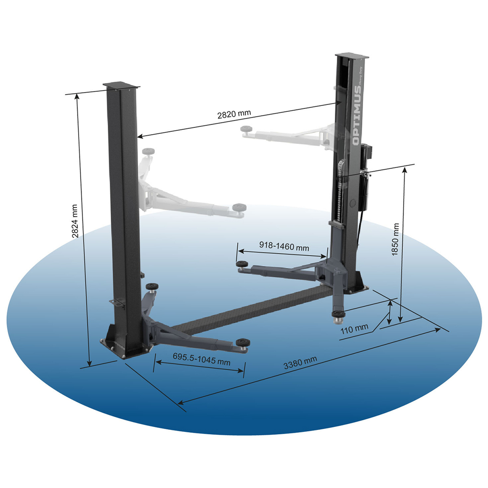 VS-OPT-4T/380 Подъемник двухстоечный с нижней синхронизацией 4 тонны, двухст. разбл., 380В