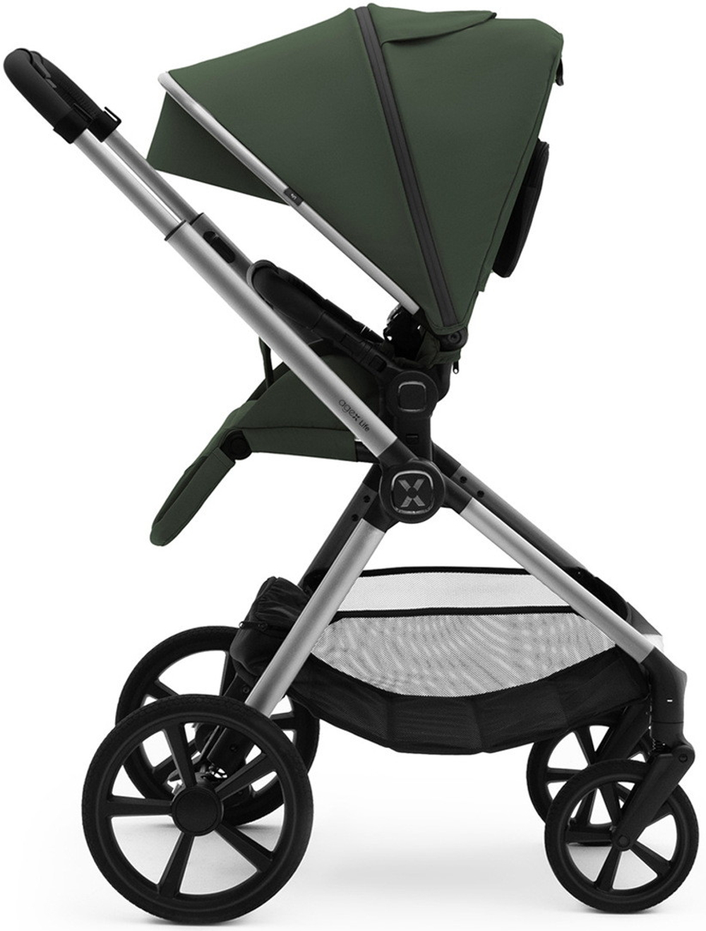 Коляска Agex Life 3 в 1 хромированная рама с автокреслом i-Safe Black ALC613 Crocodile (Зеленый)