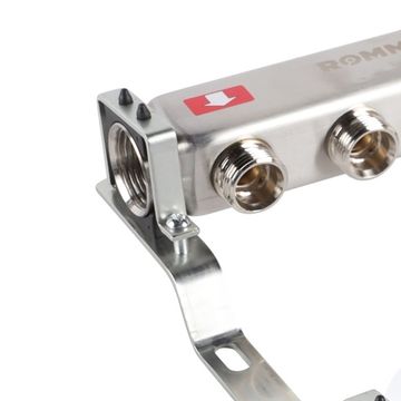 Коллектор Rommer 1"x3/4" на 3 контура с запорными клапанами (нерж. сталь) RMS-3201-000003