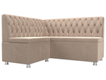 Диван кухонный угловой Мирта левый угол, Бежевый, Велюр, 107586L