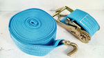 10Т-10М / Ремень стяжной для крепления груза, стяжка, 10 тонн, длина 10 метров, с крючками, синий, TG (1 шт. / комплект)