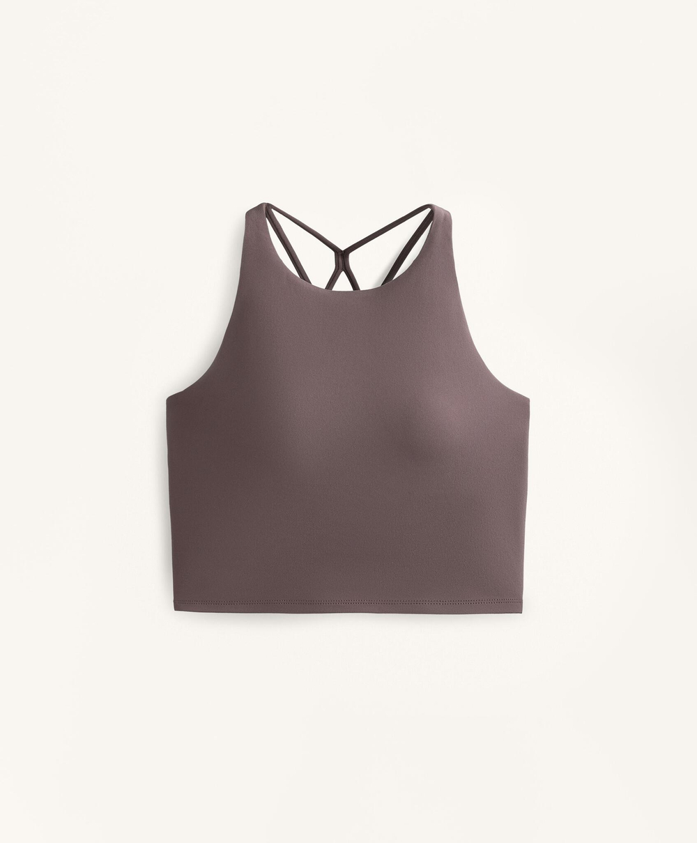 Oysho Майка Comfortlux с чашками и полосками на спине, серо-фиолетовый