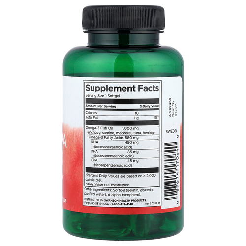 Swanson, Рыбий жир Super DPA, 1000 мг, 60 мягких таблеток