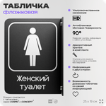 Табличка Женский туалет флажковая на стену, двусторонняя с крепежом, 19 х 25 см, для офиса, кафе, отеля, серия COSMO, Айдентика Технолоджи