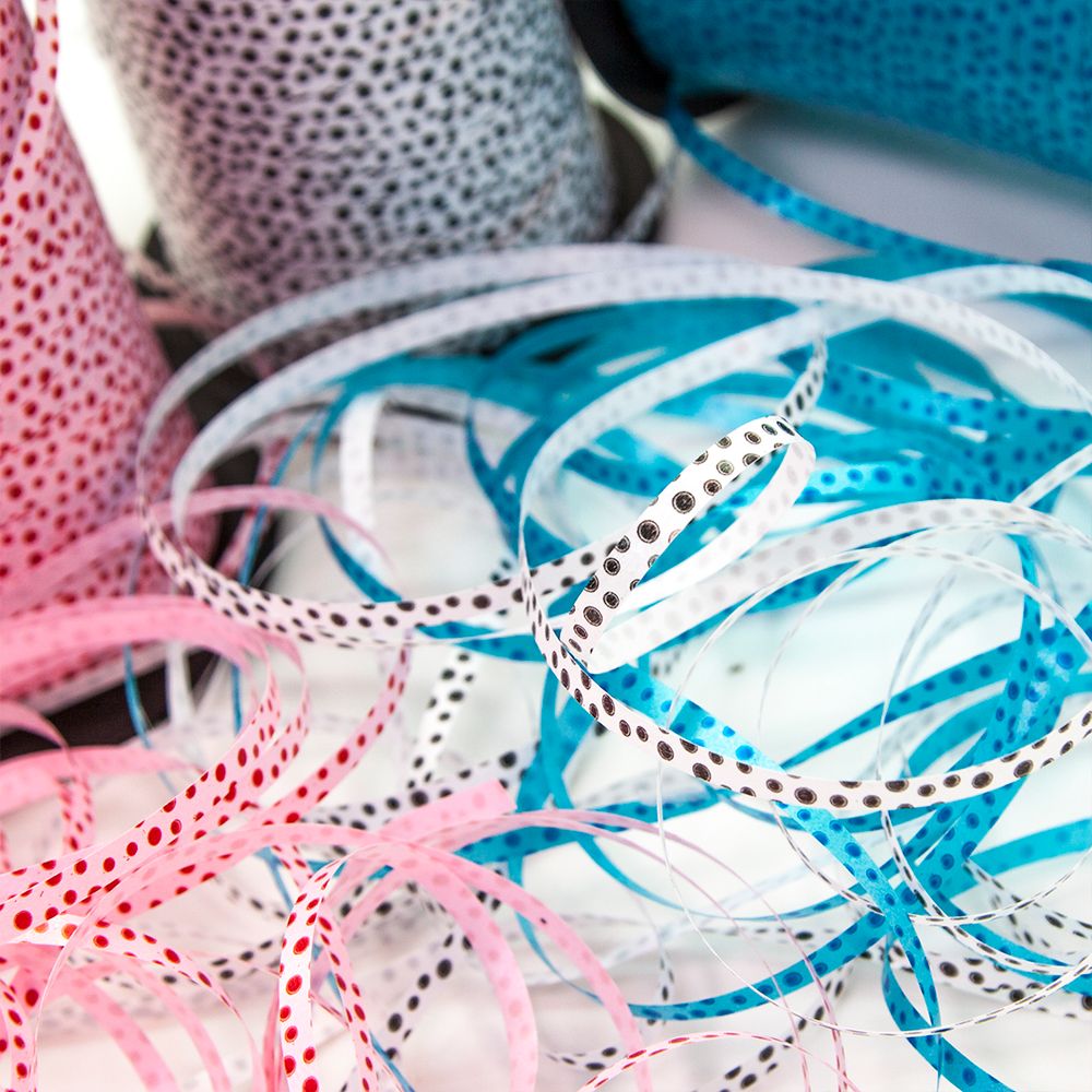 Лента (0,5 см*500 м) Красные точки, Розовый, 1 шт.