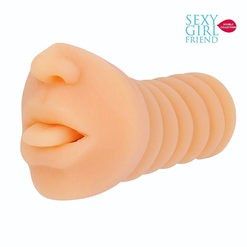 Телесный мастурбатор-ротик с высунутым язычком (Цвет: телесный)