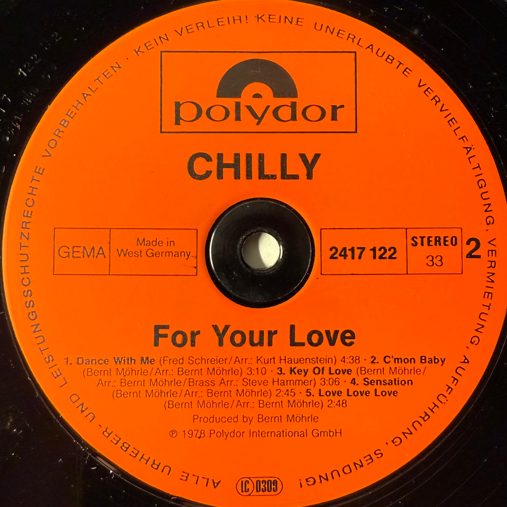 Chilly ‎– For Your Love (Германия 1978г.)
