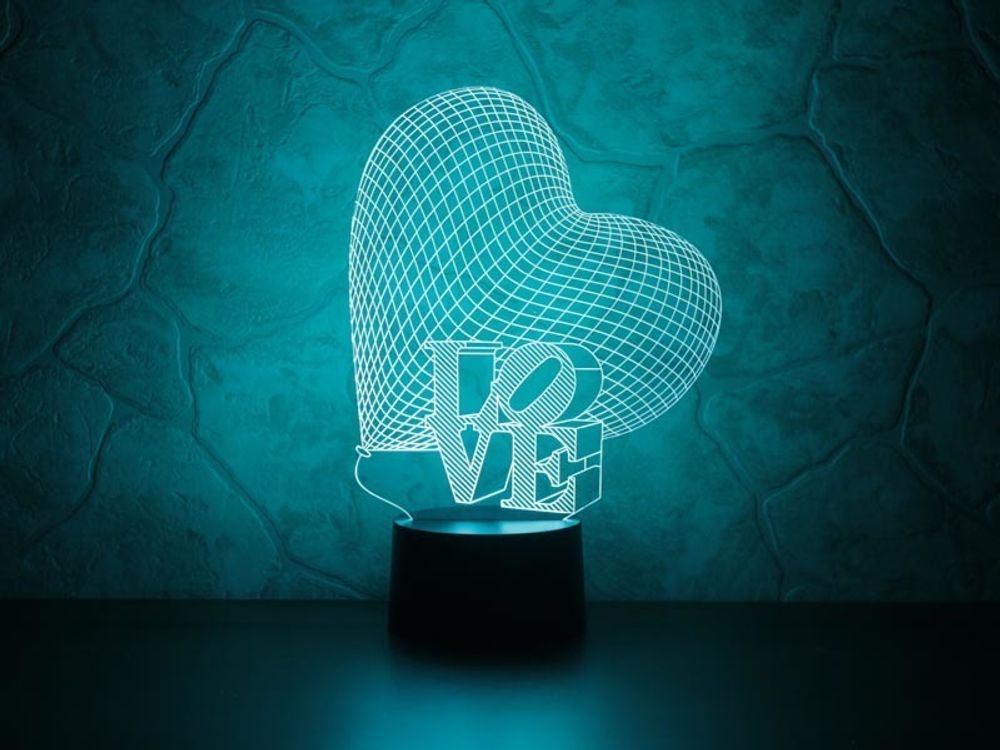 Ночник детский 3D Светильник Сердце LOVE