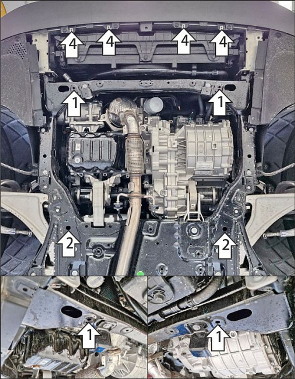 Защита картера двигателя, Радиатора, Электроусилителя руля, Переднего электромотора. 4 мм, Алюминий для Li Auto L6 2024-н.в., Motodor.349901