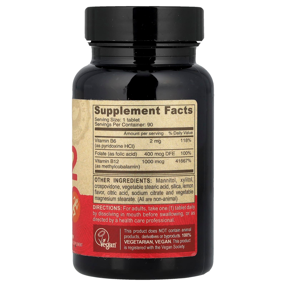 Deva, быстрорастворимый витамин B12 с фолиевой кислотой и витамином В6, для веганов, 90 таблеток