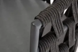 "Диего" стул плетеный из роупа, основание дуб, каркас из стали темно-серый (RAL7024) муар, роуп темно-серый круглый, ткань серая