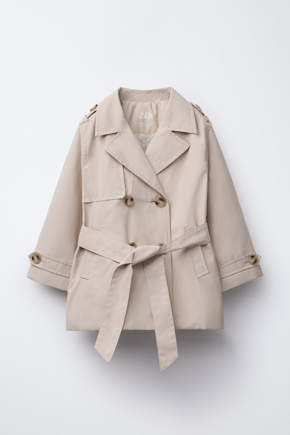 ZARA СТЕГАНЫЙ ТРЕНЧ С РЕМНЕМ, БЕЖЕВЫЙ