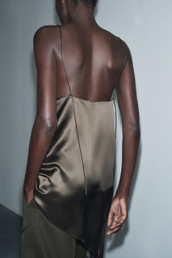 ZARA КОМБИНИРОВАННЫЙ АСИММЕТРИЧНЫЙ ТОП — ZW COLLECTION, ШОКОЛАДНЫЙ