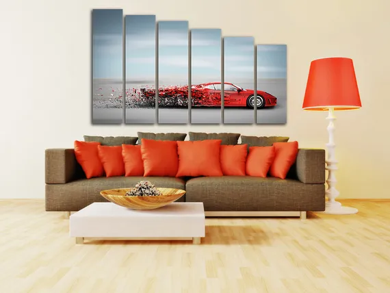 Модульная картина "Красный Автомобиль"