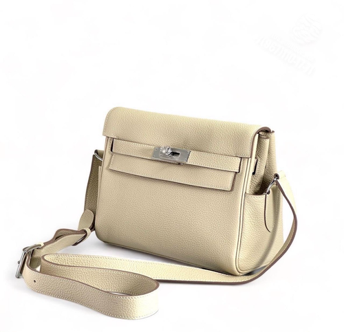 Сумка через плечо Hermes Kelly Messenger светло бежевая